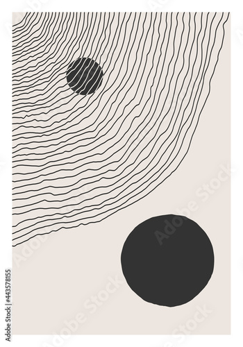 Trendy abstract creative minimal artistic hand sketched composition