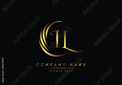 alphabet letters IL monogram logo, gold color elegant classical photo