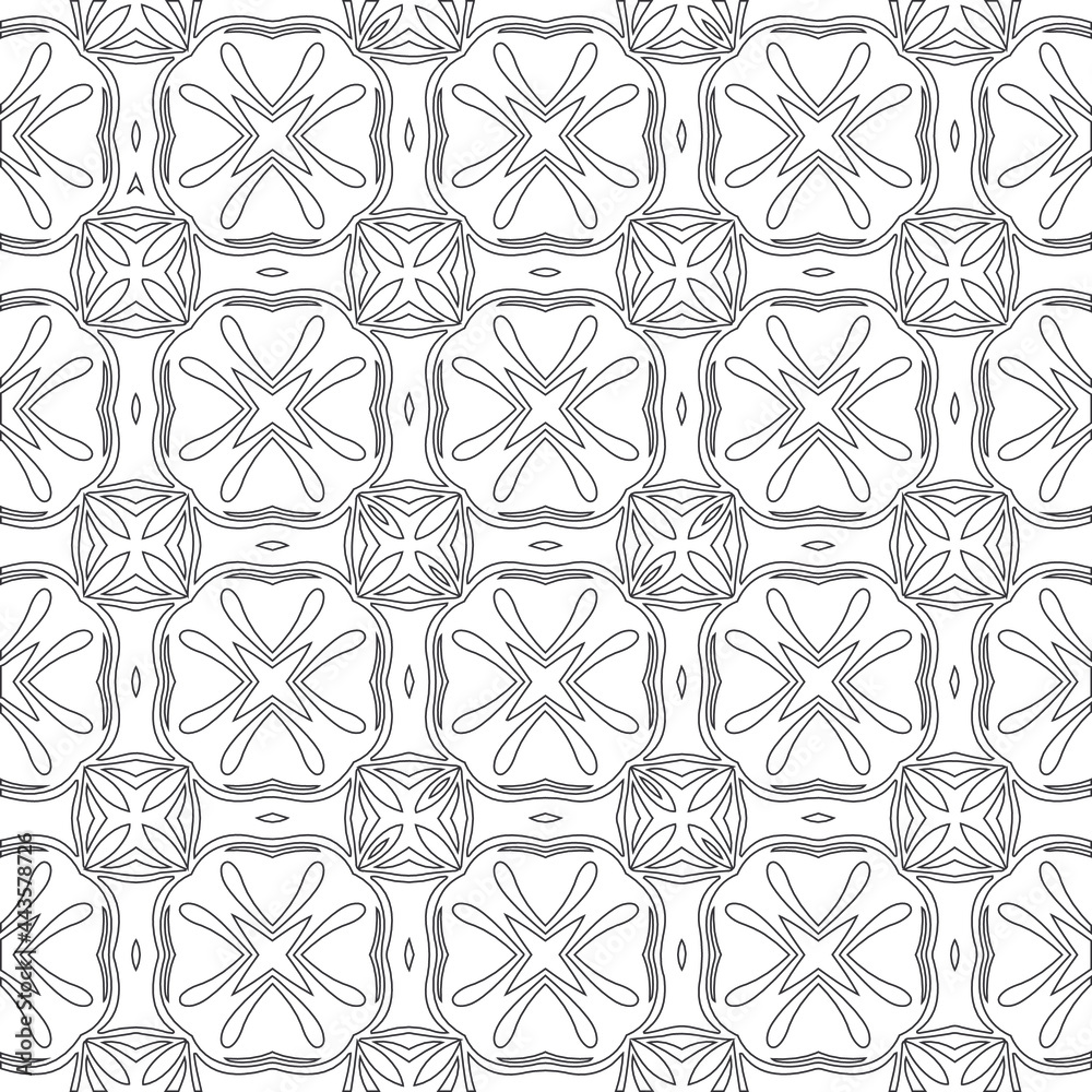 Vector pattern with symmetrical elements . Modern stylish abstract texture. Repeating geometric tiles from
striped elements.Black and white pattern. Vector pattern with symmetrical elements . Modern stylish abstract texture. Repeating geometric tiles from
striped elements.Black and white pattern.