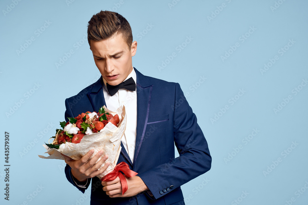 man in a suit bouquet of flowers romance lifestyle man in a suit bouquet of flowers romance lifestyle