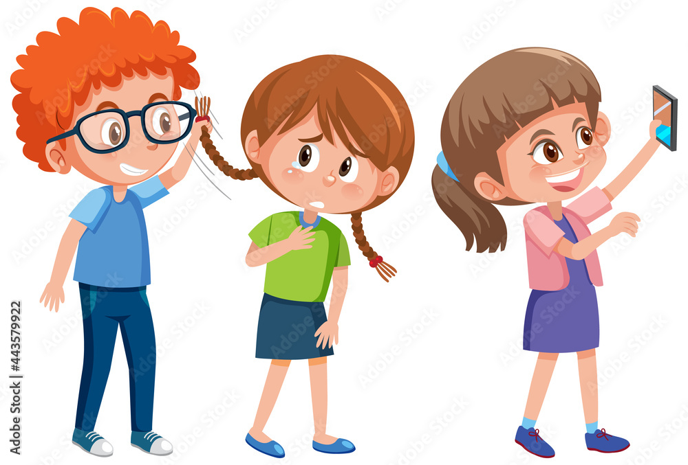 A girl crying because a boy bullying her A girl crying because a boy bullying her
