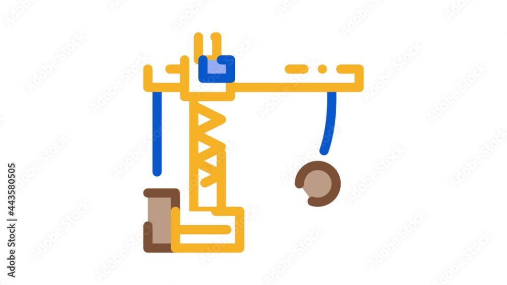 Demolition Crane Icon Animation. color Demolition Crane animated icon on white background Demolition Crane Icon Animation. color Demolition Crane animated icon on white background
