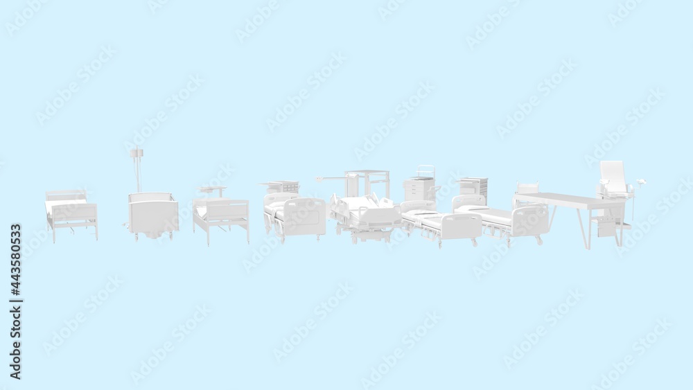 Fototapeta premium 3D rendering of a hospital bed isolated on a white background