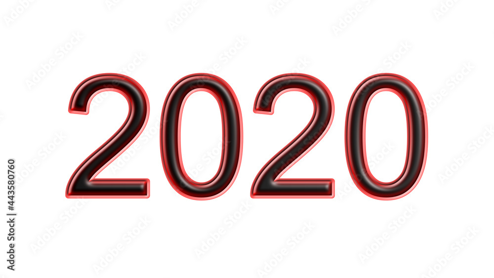 red 2020 number 3d effect white background red 2020 number 3d effect white background
