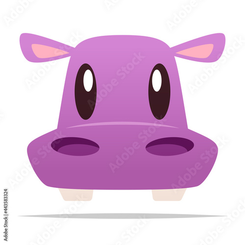 Cute cartoon hippo face vector isolated illustration