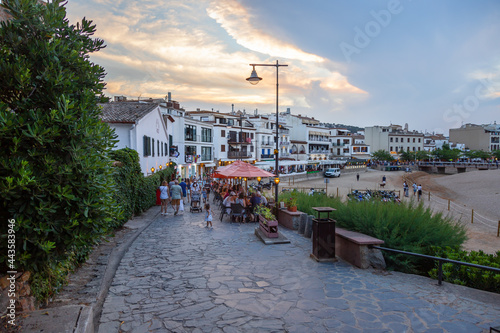 Tossa de Mar beautiful beach village in Costa Brava picture captured during sunset. Girona, Spain.  photo