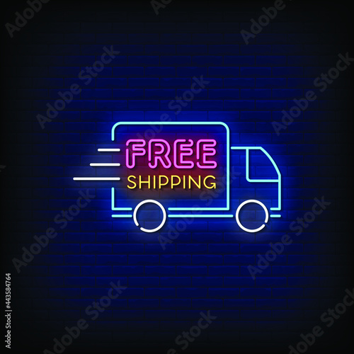 Free Shipping Neon Signs Style Text Vector
