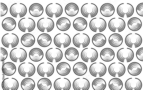 black semicircular curves lined up water waves on white background, black water waves integrity. black circle