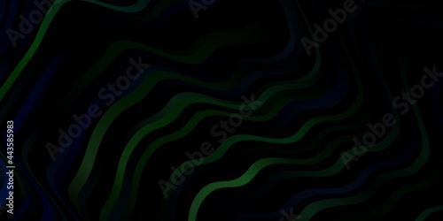 Dark Green vector background with bent lines.