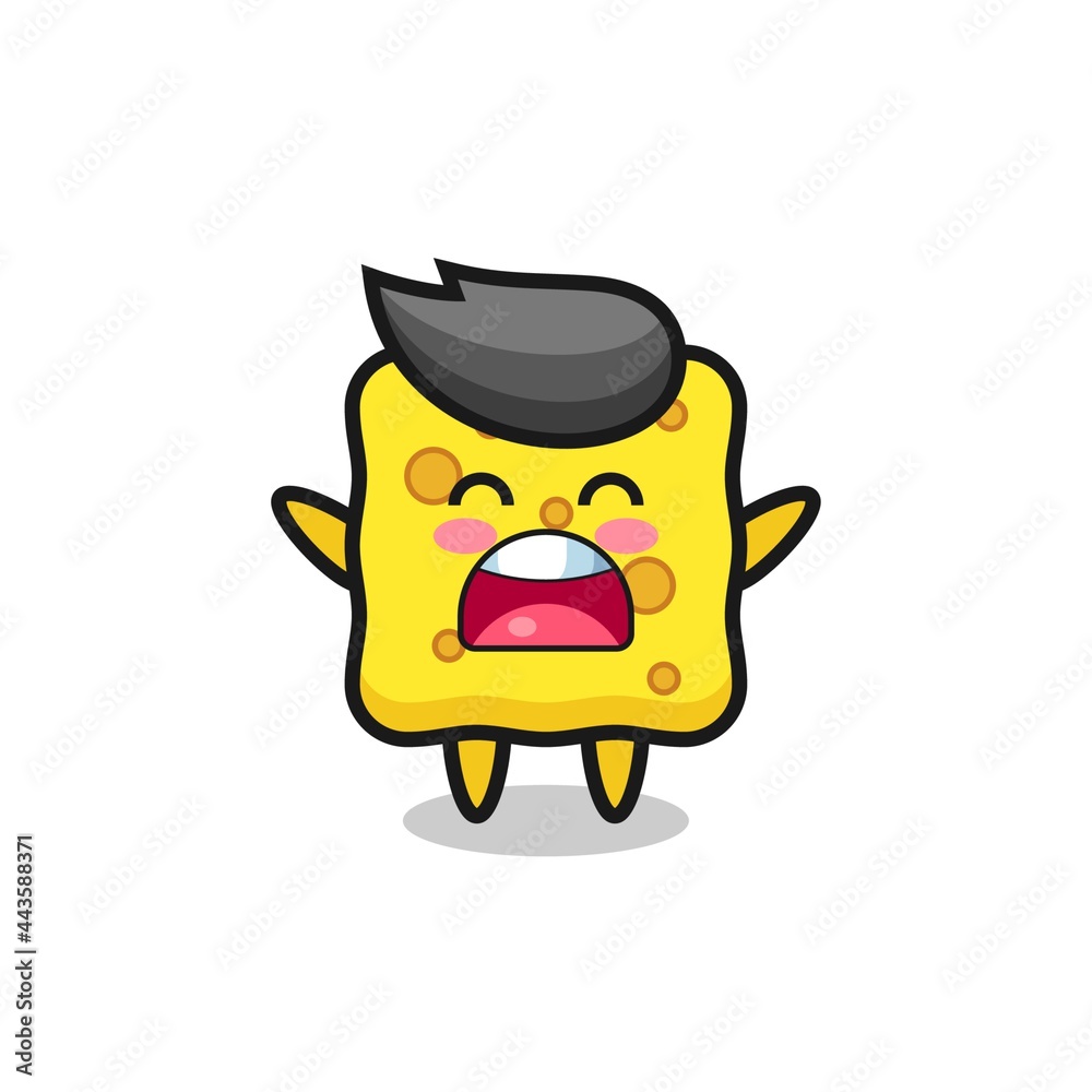 cute sponge mascot with a yawn expression cute sponge mascot with a yawn expression
