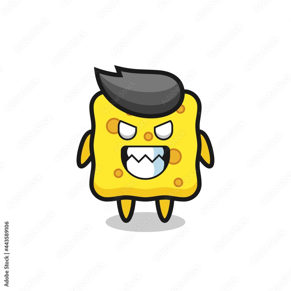 evil expression of the sponge cute mascot character