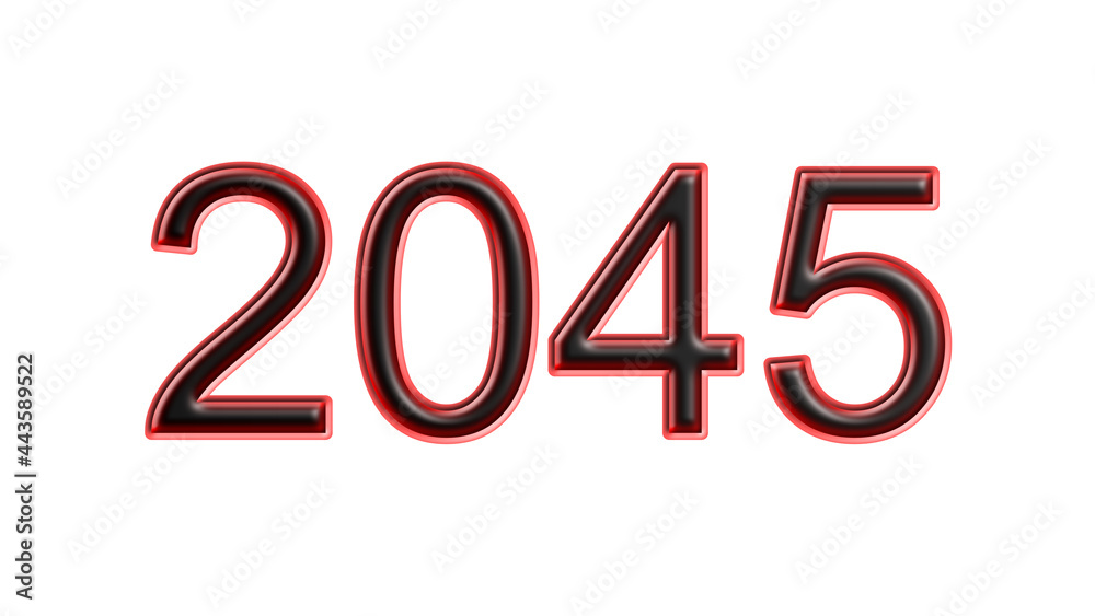 red 2045 number 3d effect white background red 2045 number 3d effect white background