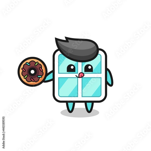 illustration of an window character eating a doughnut