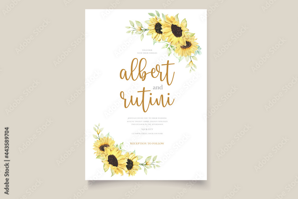 watercolor sunflower invitation card