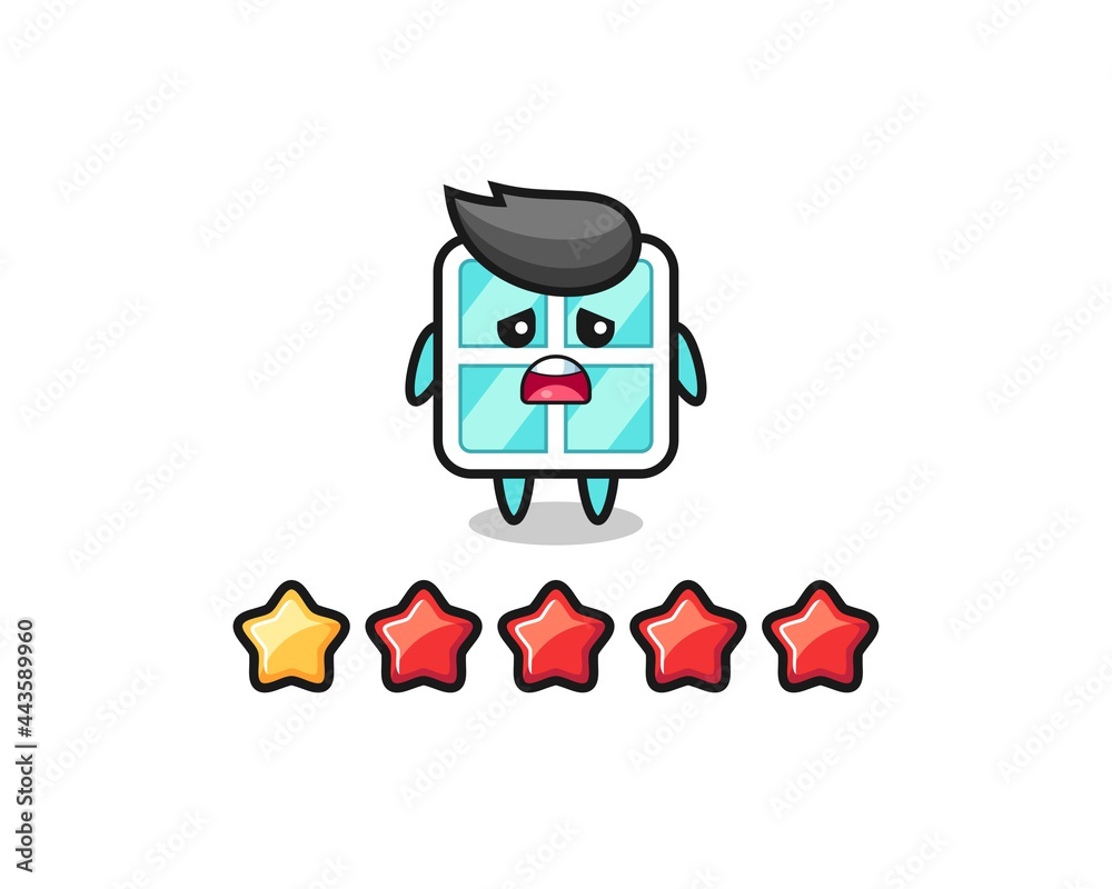 the illustration of customer bad rating, window cute character with 1 star