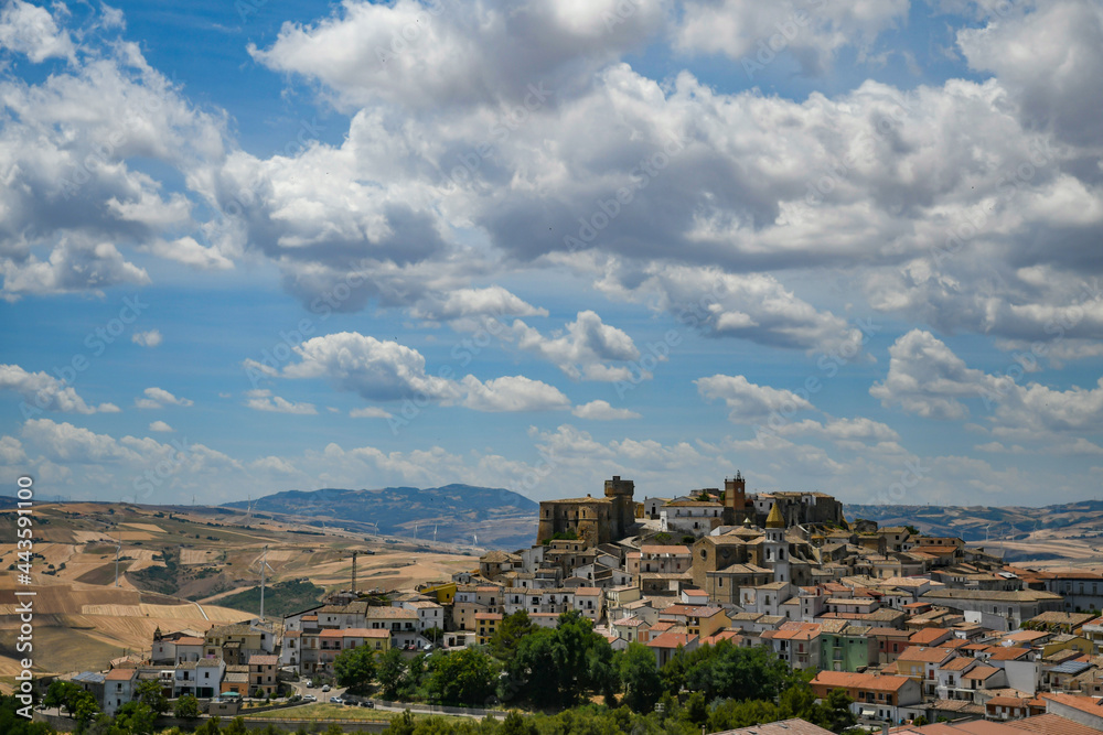 Panoramic view of Rocchetta Sant'Antonio, a medieval village of Puglia region in Italy.