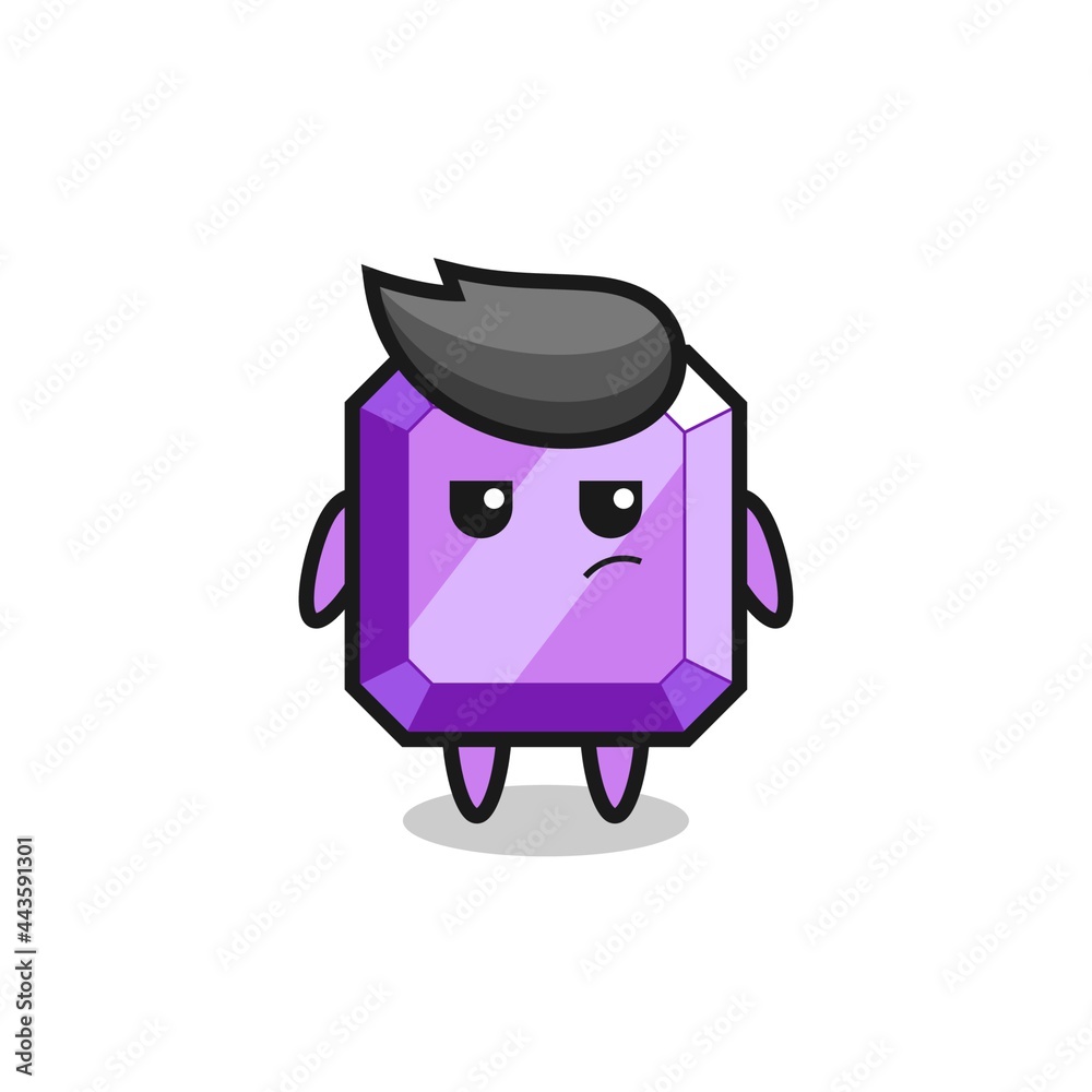 cute purple gemstone character with suspicious expression cute purple gemstone character with suspicious expression