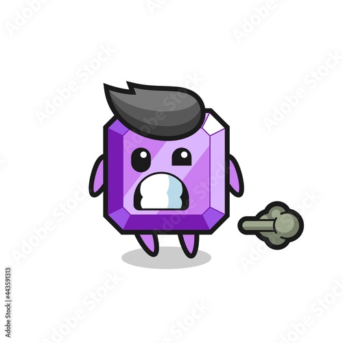 the illustration of the purple gemstone cartoon doing fart