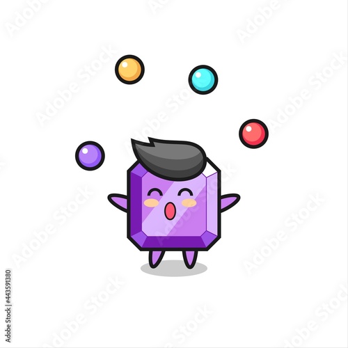 Fototapeta Naklejka Na Ścianę i Meble -  the purple gemstone circus cartoon juggling a ball