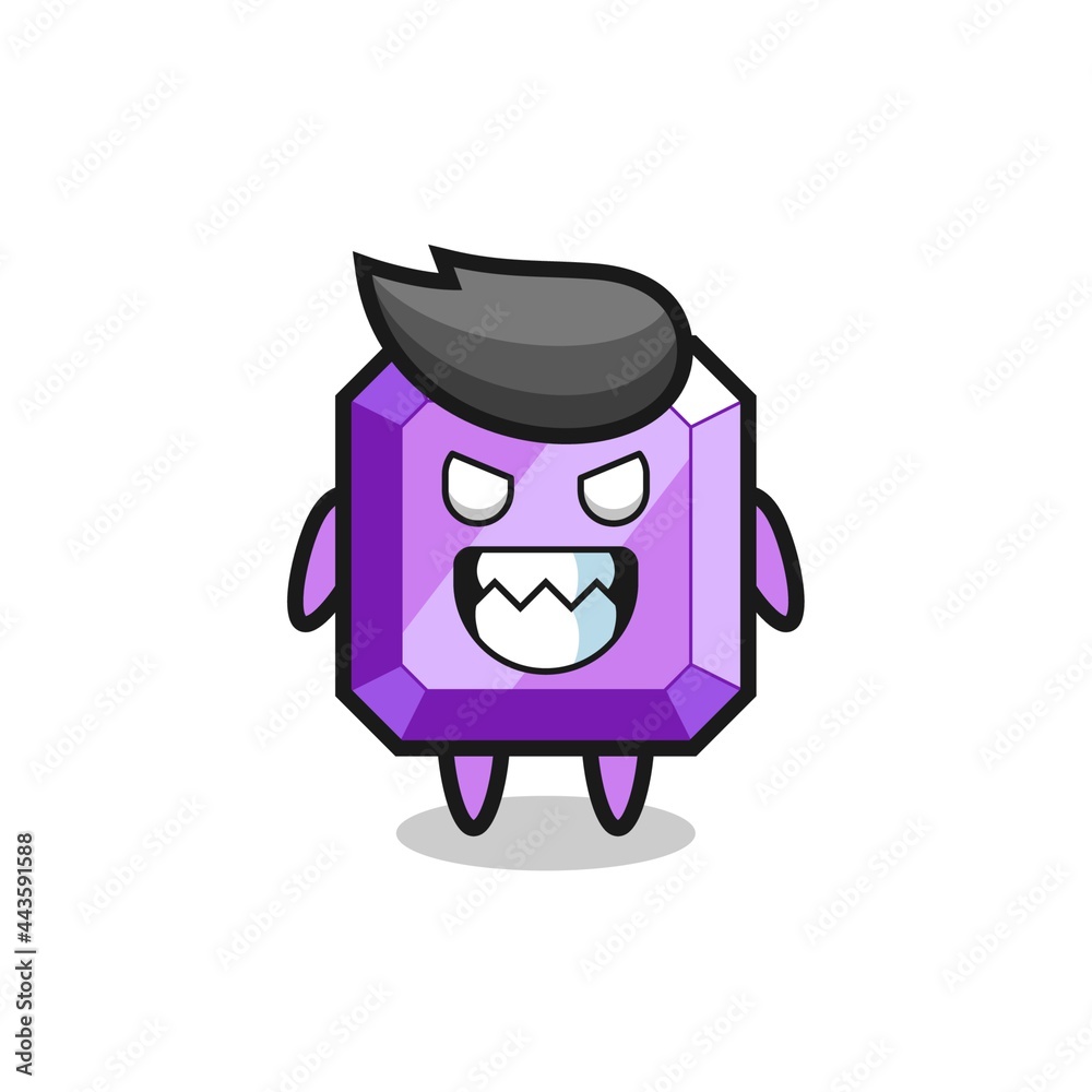 evil expression of the purple gemstone cute mascot character