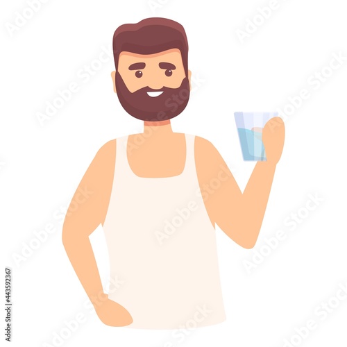 Morning water glass icon cartoon vector. Water drink bottle. Morning water hydrated