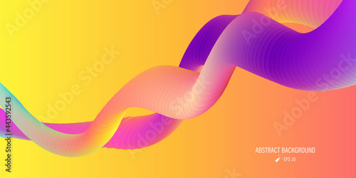 Abstract composition with 3d gradient volume waves, curved stripes in bright space