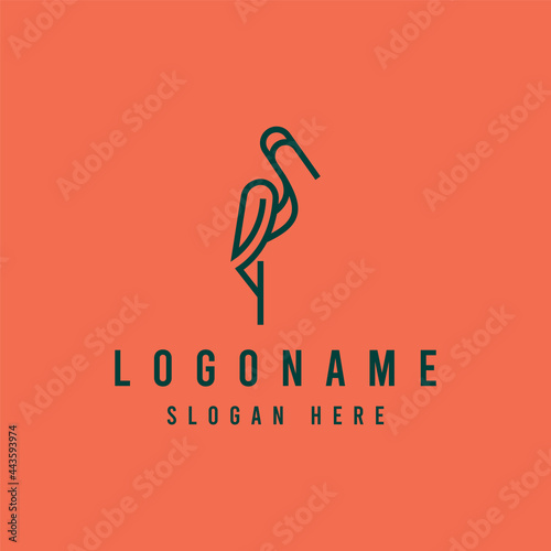 Egret bird logo design premium vector