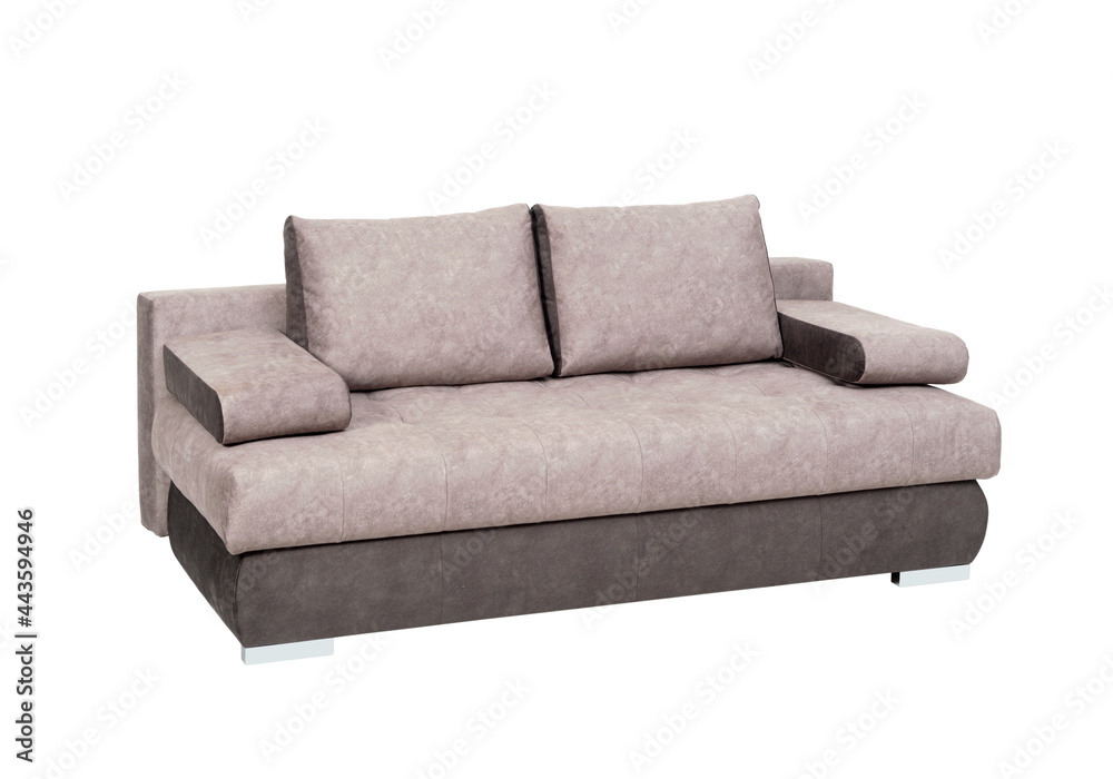 Light brown sofa on white background, isolated