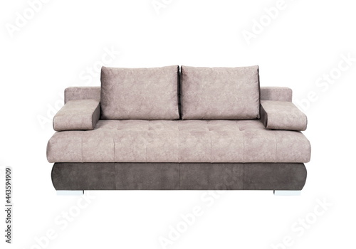 Light brown sofa on white background, isolated