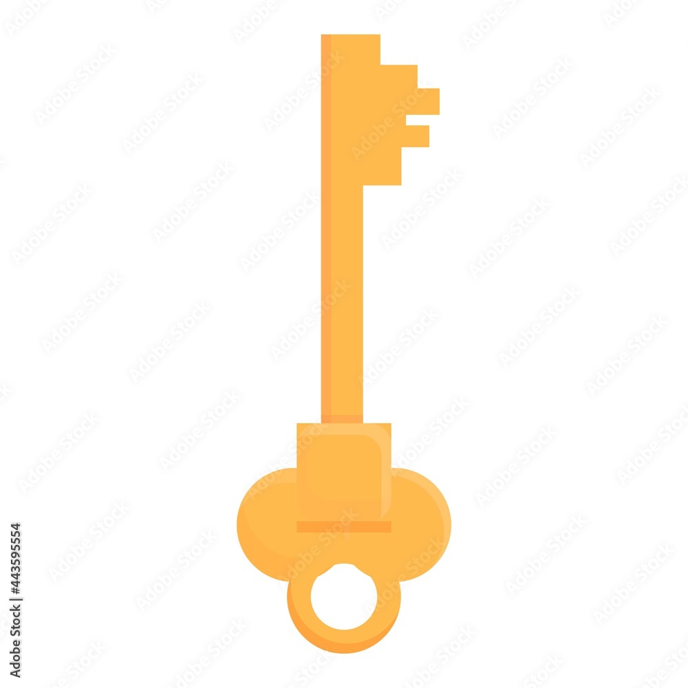 Gold key icon cartoon vector. Old golden lock. Key antique