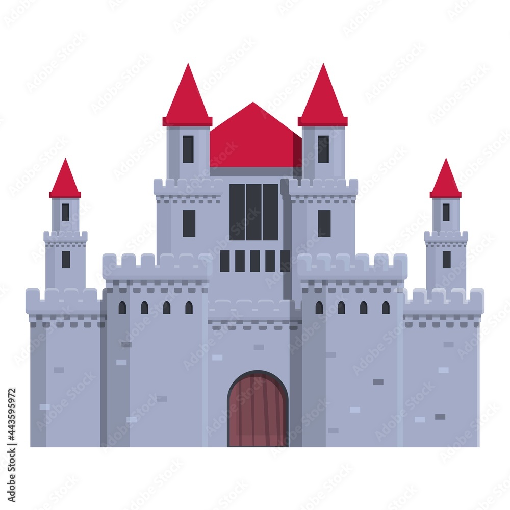 Medieval castle icon cartoon vector. King tower. Ancient old fort
