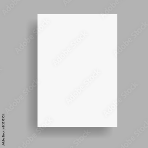 Vector White sheet of paper. Realistic empty paper note template of A4 format with soft shadows isolated on white background