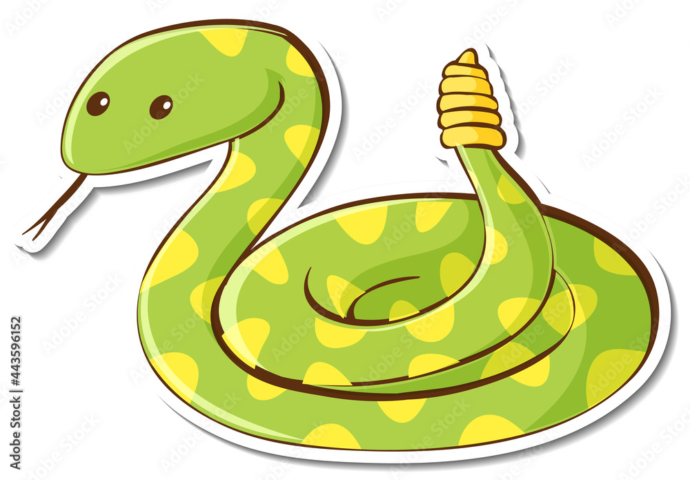 Naklejka premium Cartoon character of green rattle snake sticker