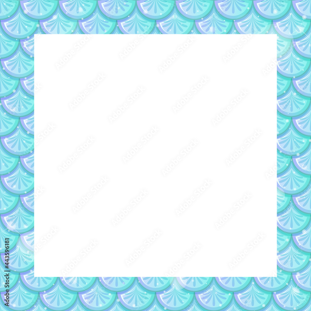 Blank pastel blue fish scales frame template