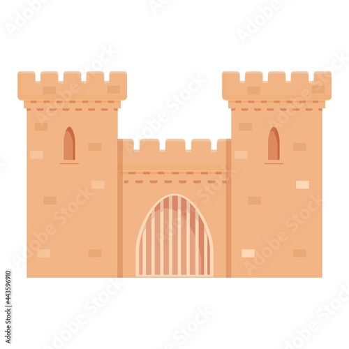 Medieval tower icon cartoon vector. Castle old fort. Stone fortress