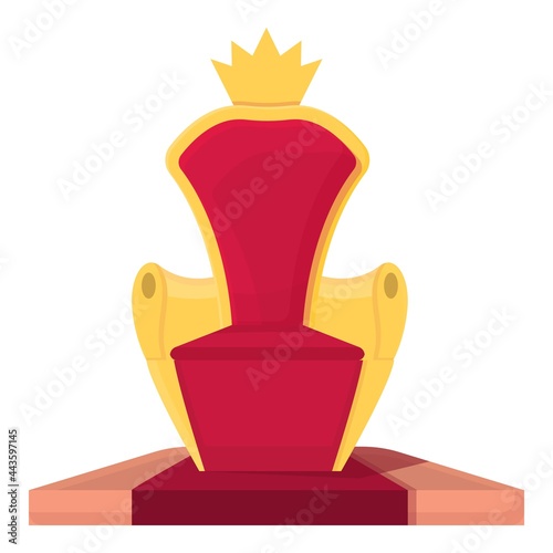 King throne icon cartoon vector. Royal crown chair. Gold seat