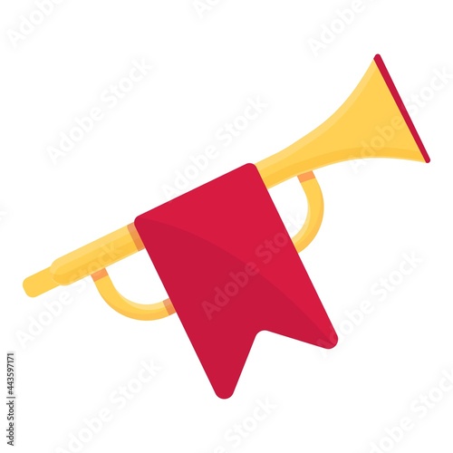 Gold trumpet icon cartoon vector. Royal king music instrument. Golden trumpet