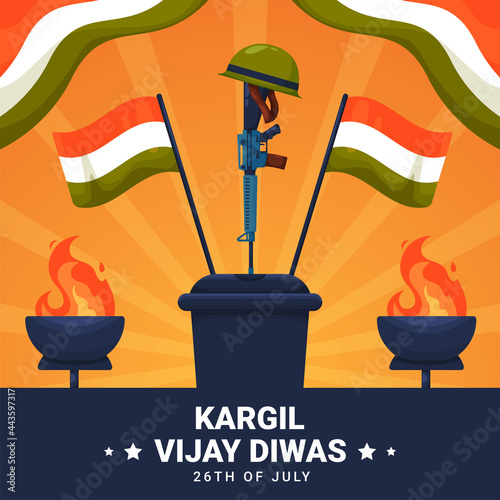 Vector Illustration of Kargil Vijay Diwas which English meaning is Kargil Victory Day. Vector Illustration of Martyr Day in India. Commemoration day. saluting the real heroes