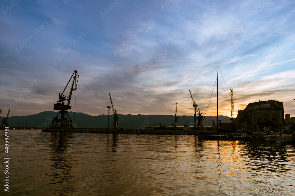 Port of Rijeka, Croatia dramatic sunset view Port of Rijeka, Croatia dramatic sunset view