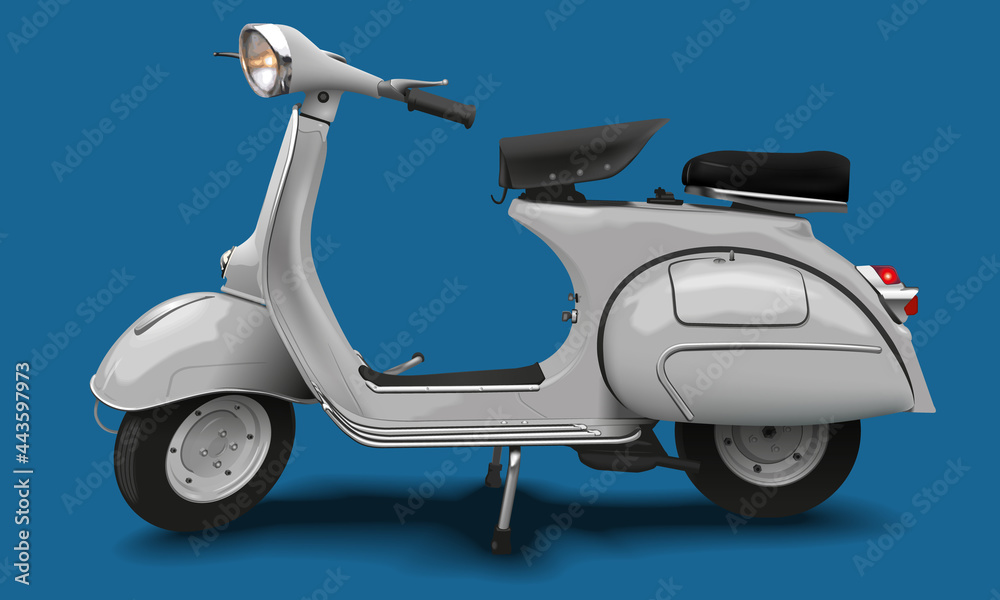 Italian scooter - Classic Vespa 150 VBB realistic vector illustration Stock  Vector | Adobe Stock
