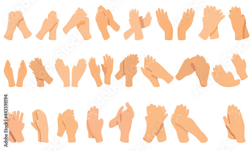 Handclap icons set cartoon vector. Acclaim applause. Body cheer clapping