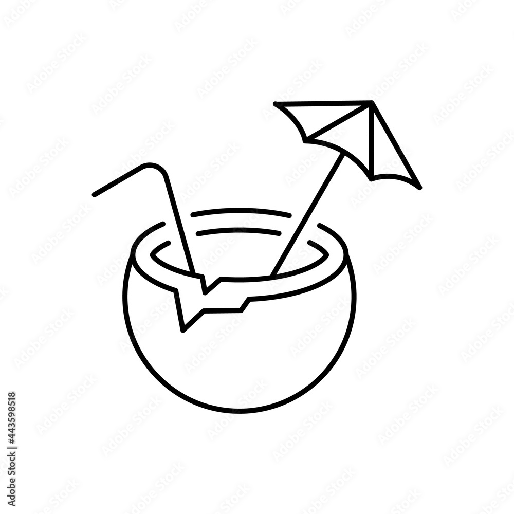 Coconut cocktail linear icon on white background Coconut cocktail linear icon on white background