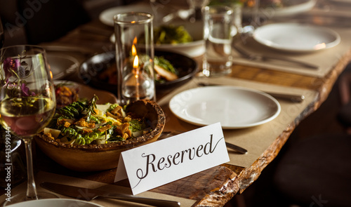 Reserved table at a restaurant photo