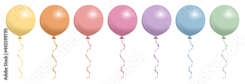 Sieben Runde Luftballons Retrofarben