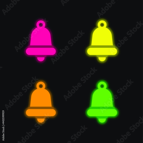 Bell four color glowing neon vector icon