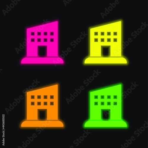 Appartment four color glowing neon vector icon