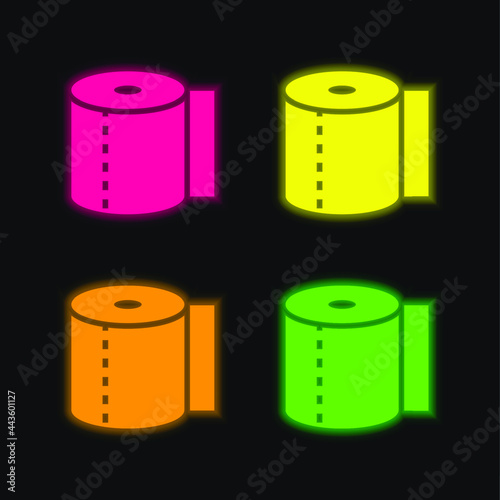 Bandage four color glowing neon vector icon