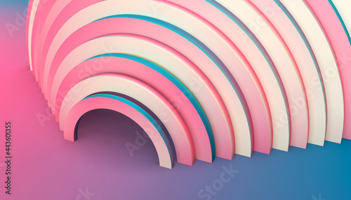 Trending background with colored arches 3D illustration