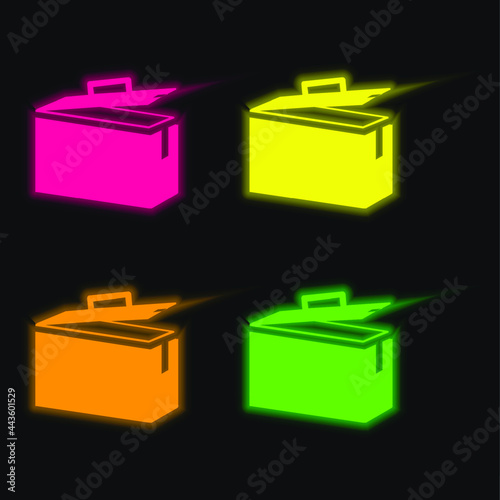 Ammo Tin four color glowing neon vector icon