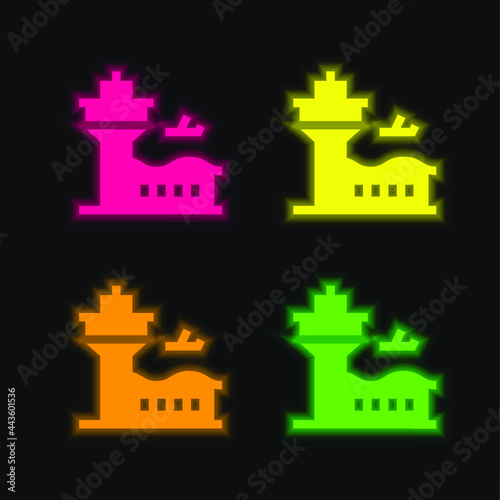 Airport four color glowing neon vector icon